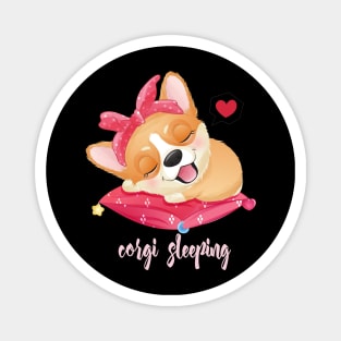 cute little corgi sleeping pillow tshirt Magnet